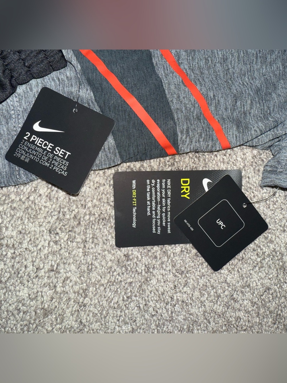 Nike Grey Tee & Black Shorts Set with Red Swoosh - Picture 7 of 7